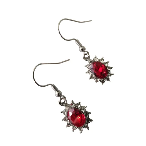 Oval Rhinestone Earrings - Picture 2 of 4